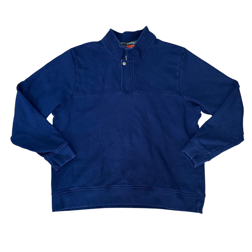 Orvis XXL Mens Quarter Zip Pullover Sweatshirt Blue Long Sleeve Casual Preppy